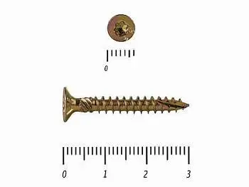 Профес. Саморез по дереву, желтопассивированный, потай, Torx 10, 3х30, (500 шт. в упак)