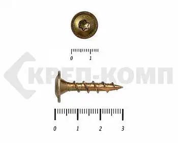 Саморезы с прессшайбой Torx, по дереву, желтый цинк 6.0х 30 мм КРЕП-КОМП (200 шт)
