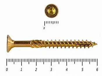 Профес. Саморез по дереву, желтопассивированный, потай, Torx 25, 4,5х60, (200 шт. в упак)