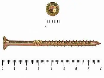 Профес. Саморез по дереву, желтопассивированный, потай, Torx 25, 4,5х80, (200 шт. в упак)